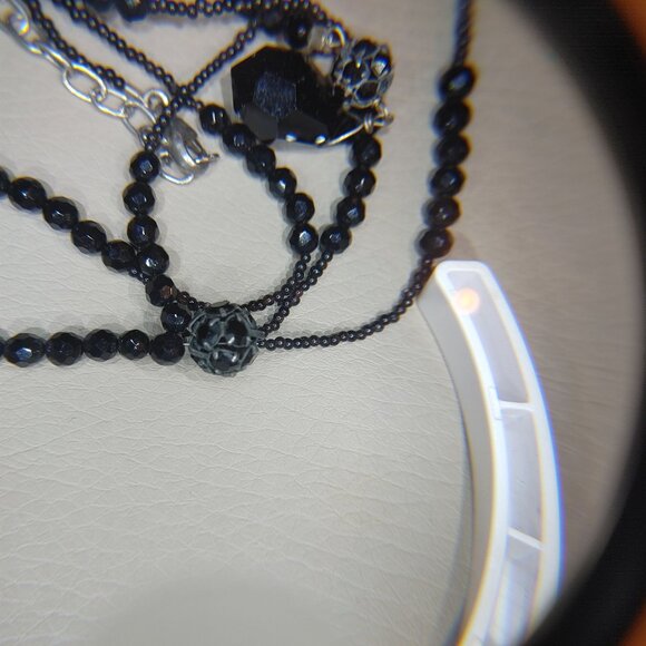 925 Tassels Black Faceted Beaded Necklace Mourning Vintage Victorian Jet Glass - Picture 15 of 16